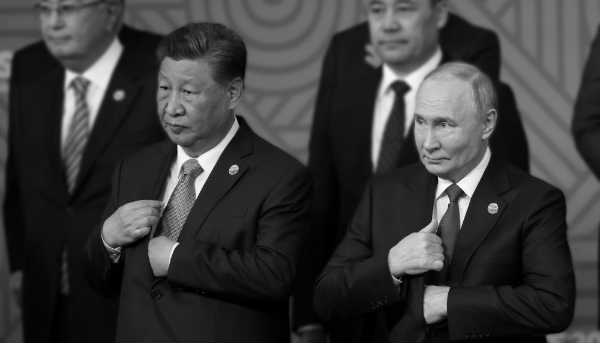Chinese President Xi Jinping and his Russian counterpart Vladimir Putin at the BRICS summit in Kazan, Russia, on 24 October 2024.