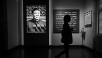 A portrait of China's President Xi Jinping on display at an exhibition on the history of the Chinese Communist Party at Peking University, on 7 October 2022.