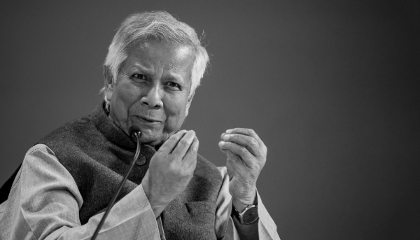 Muhammad Yunus, chief adviser to the government of Bangladesh, speaking during a session at the World Economic Forum Annual Meeting in Davos on 22 January 2025.