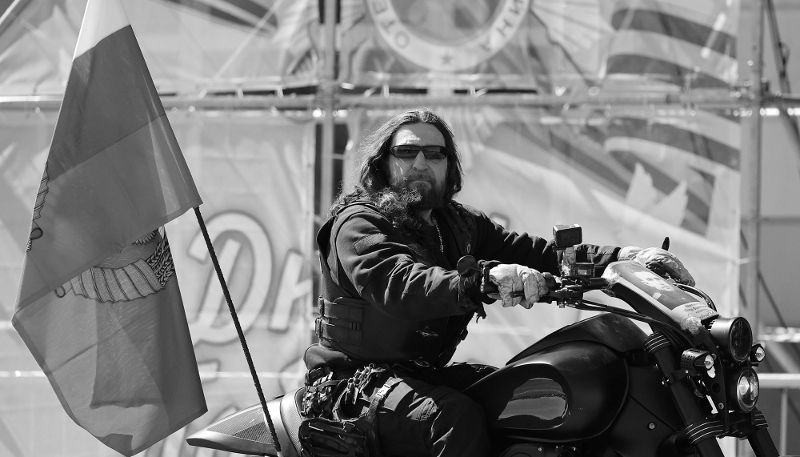 The leader of the Russian nationalist Night Wolves biker gang, Alexander Zaldostanov, in Kaliningrad, Russia, on 9 May 2022.