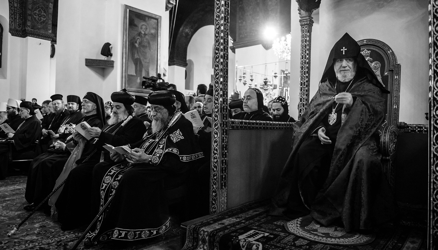 His Holiness Karekin, catholicos of all Armenians, presided over the mass held in preparation for the relics of genocide victims collected in Syria and brought to the Cathedral of Etchmiadzin, the Armenian Vatican.
