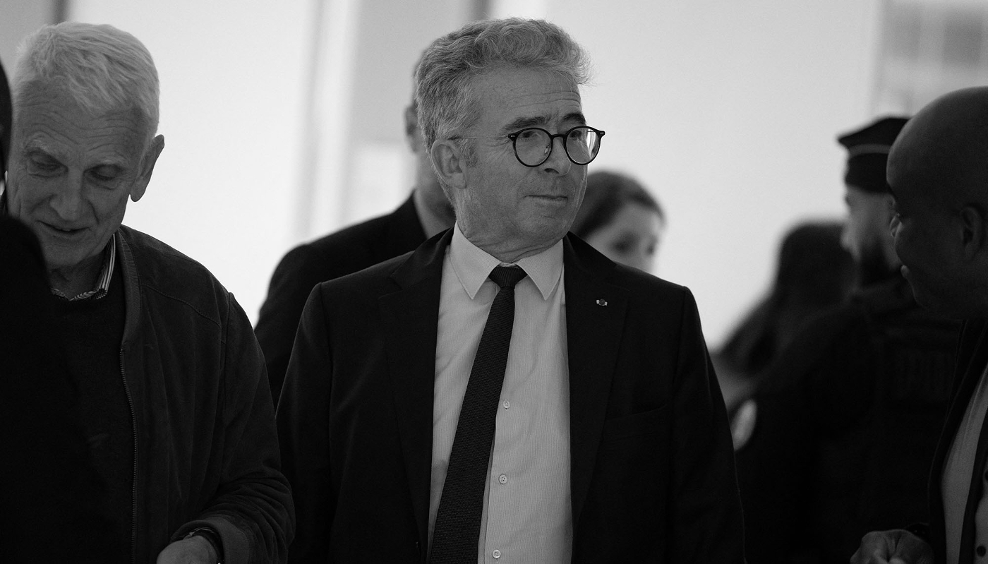 The former head of France's DRM military intelligence Christophe Gomart at the first day of the Paris trial of French cement group Lafarge, on 4 November 2025.