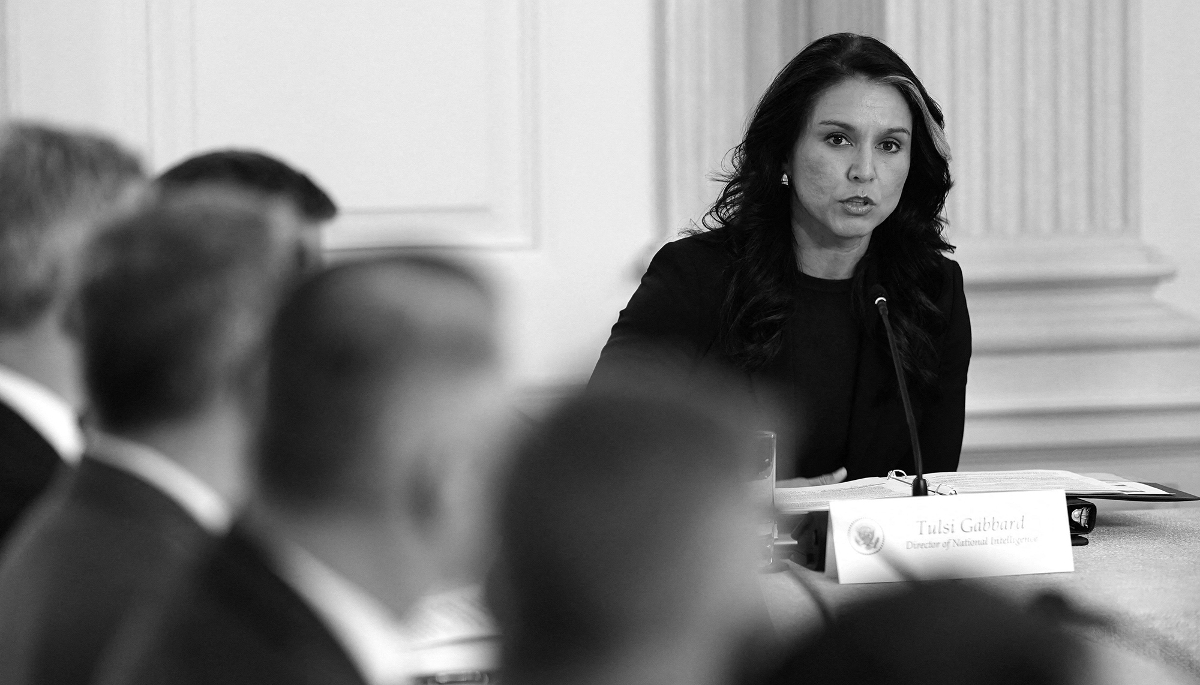 Director of National Intelligence Tulsi Gabbard, discussing counternarcotics during a panel discussion with the Working Group on Internal Security, in Washington, DC, on 23 October 2025. 
