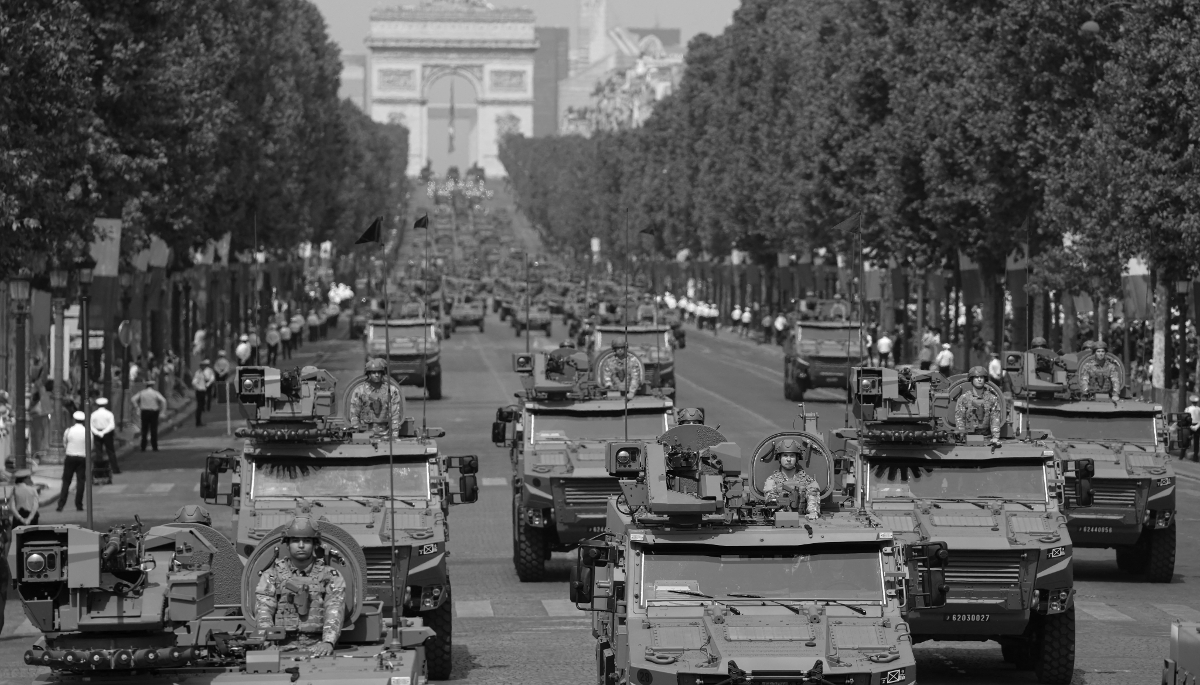 Griffon armoured vehicles at the Bastille military parade in Paris to celebrate France's national holiday on 14 July 2026.