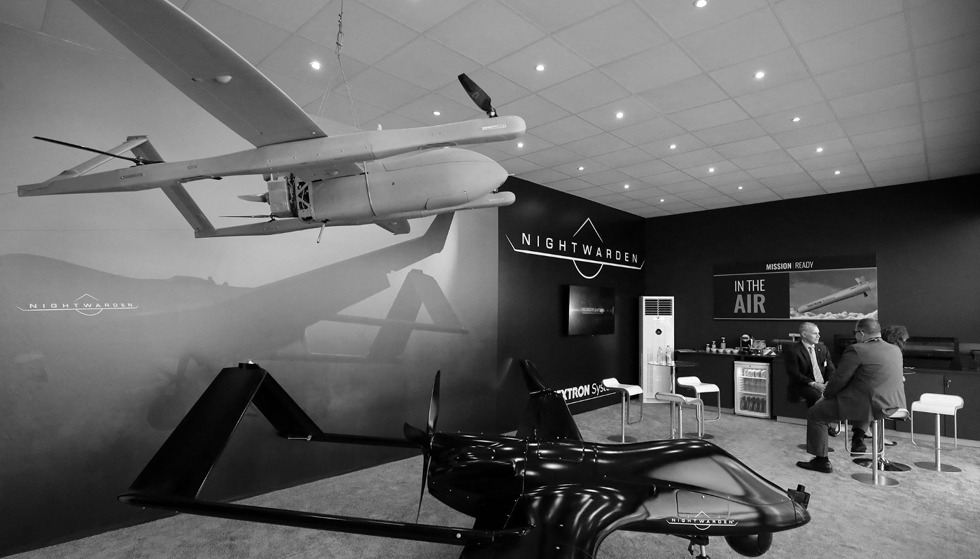 A Nightwarden drone from the American company Textron on display at the Dubai Air Show in 2017.