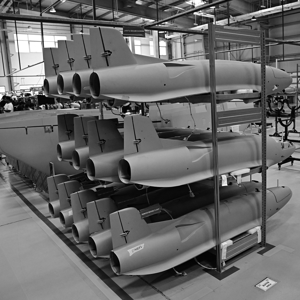A Shadow 25 drone assembly line at EDGE Group premises in Abu Dhabi, United Arab Emirates, 13 August 2026.