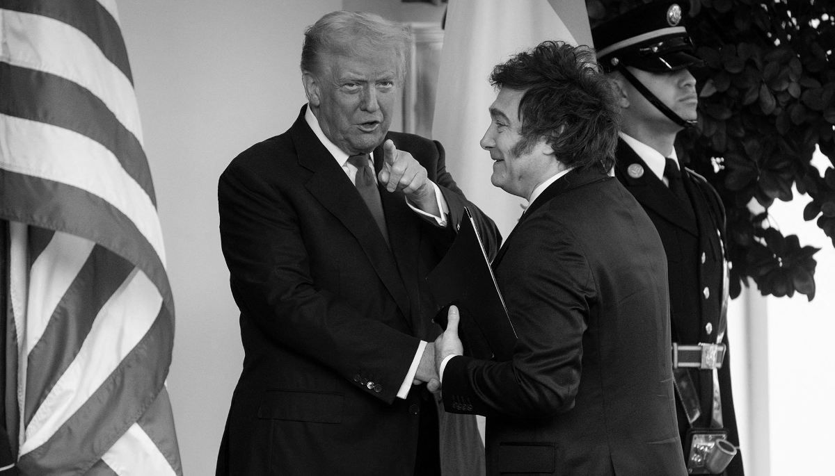 US President Donald Trump and his Argentine counterpart Javier Milei in Washington, on 14 October, 2025.