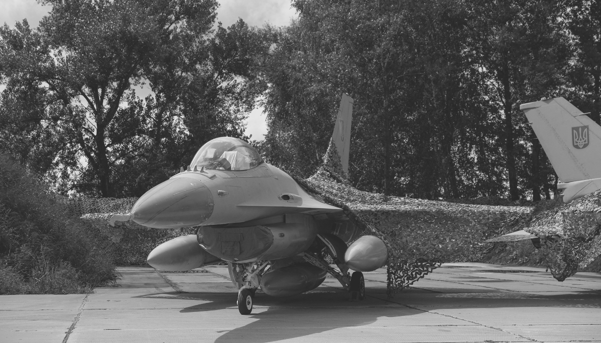 Ukrainian Air Force F-16 fighter jets at a secret location in Ukraine, on 4 August 2024. 
