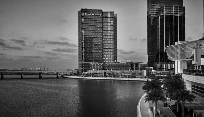 The imposing Four Seasons Hotel in Abu Dhabi.