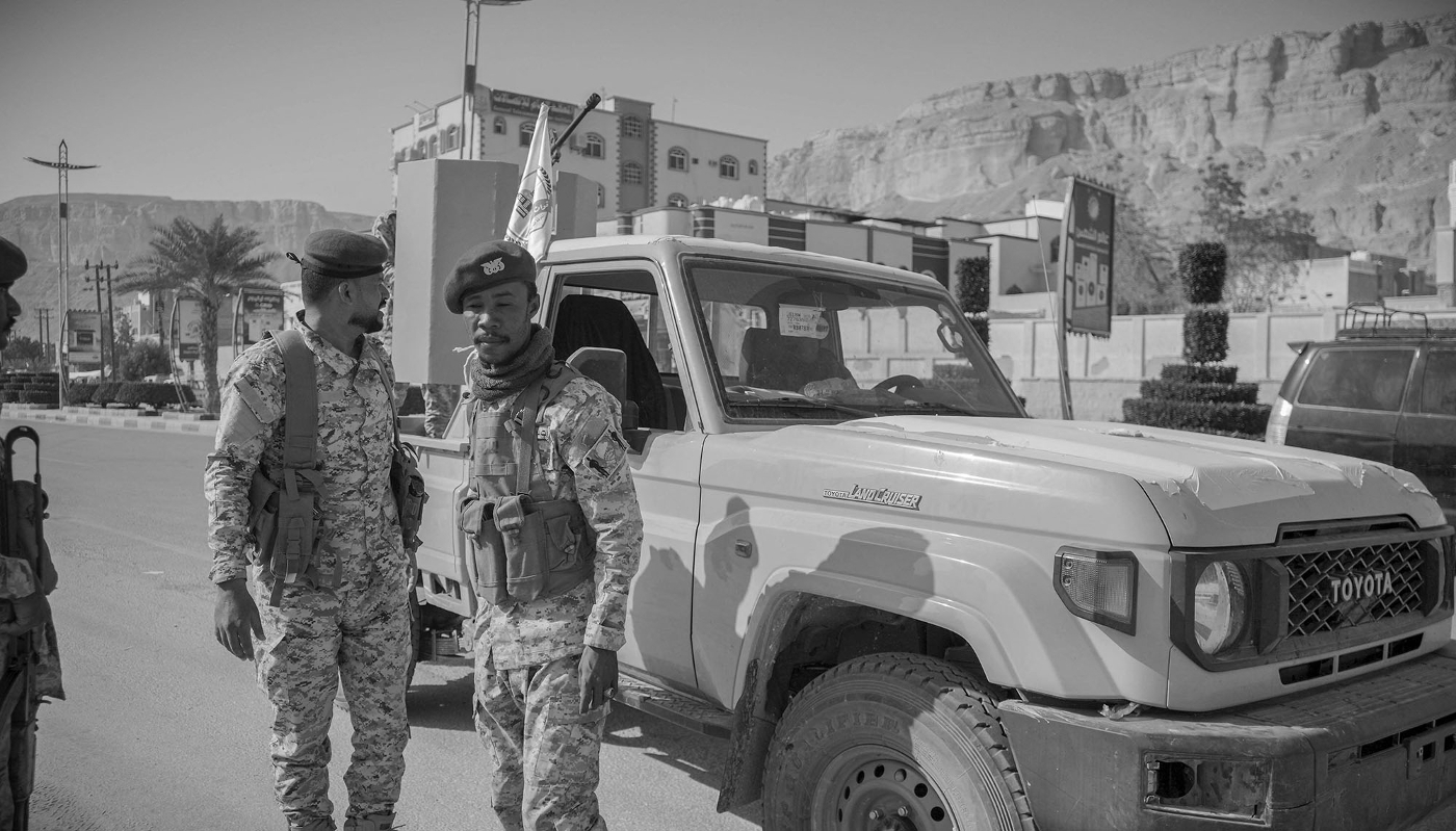 A Saudi-backed Yemeni army military checkpoint in the eastern province of Hadramout, on 5 February 2026, following the withdrawal of UAE-backed Southern Transitional Council forces.