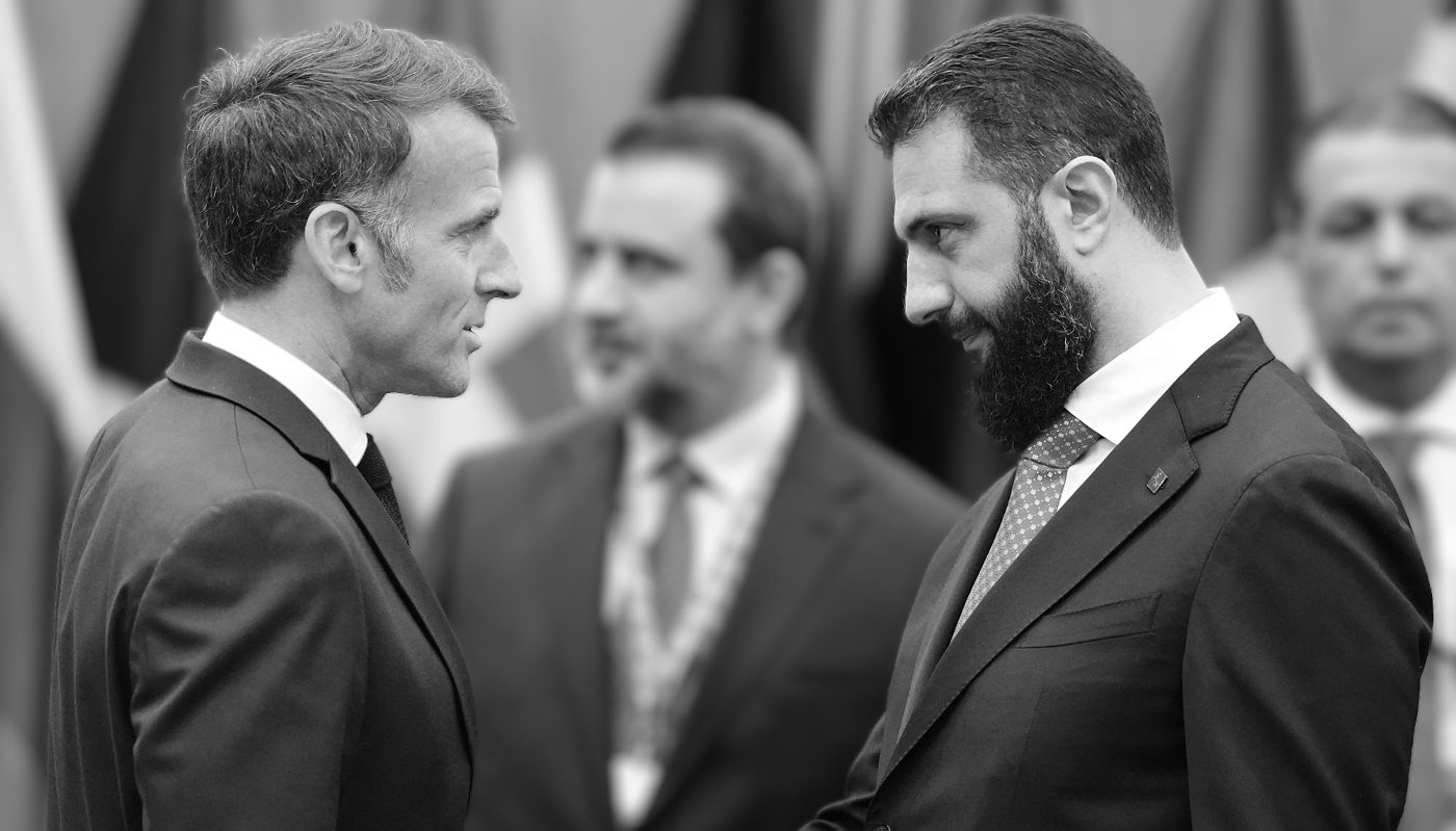 French President Emmanuel Macron and Syria’s interim President Ahmed Al-Sharaa, in Cyprus, on 24 April 2026.