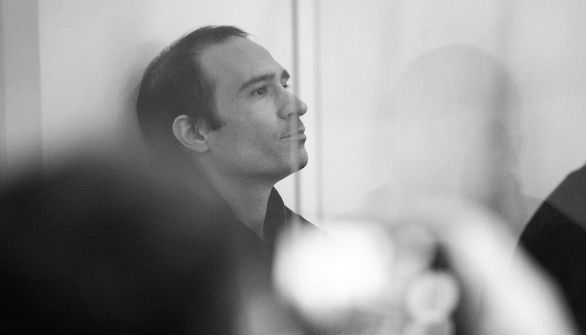 French-British national Martin Ryan, accused of espionage, attends a court hearing in Baku, Azerbaijan, on 6 January 2025. 
