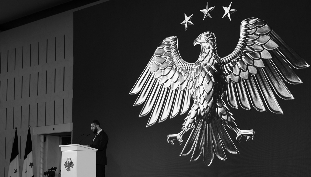 Syria's interim president, Ahmed al-Shaara, at the presidential palace in Damascus, Syria, on 3 July 2025.