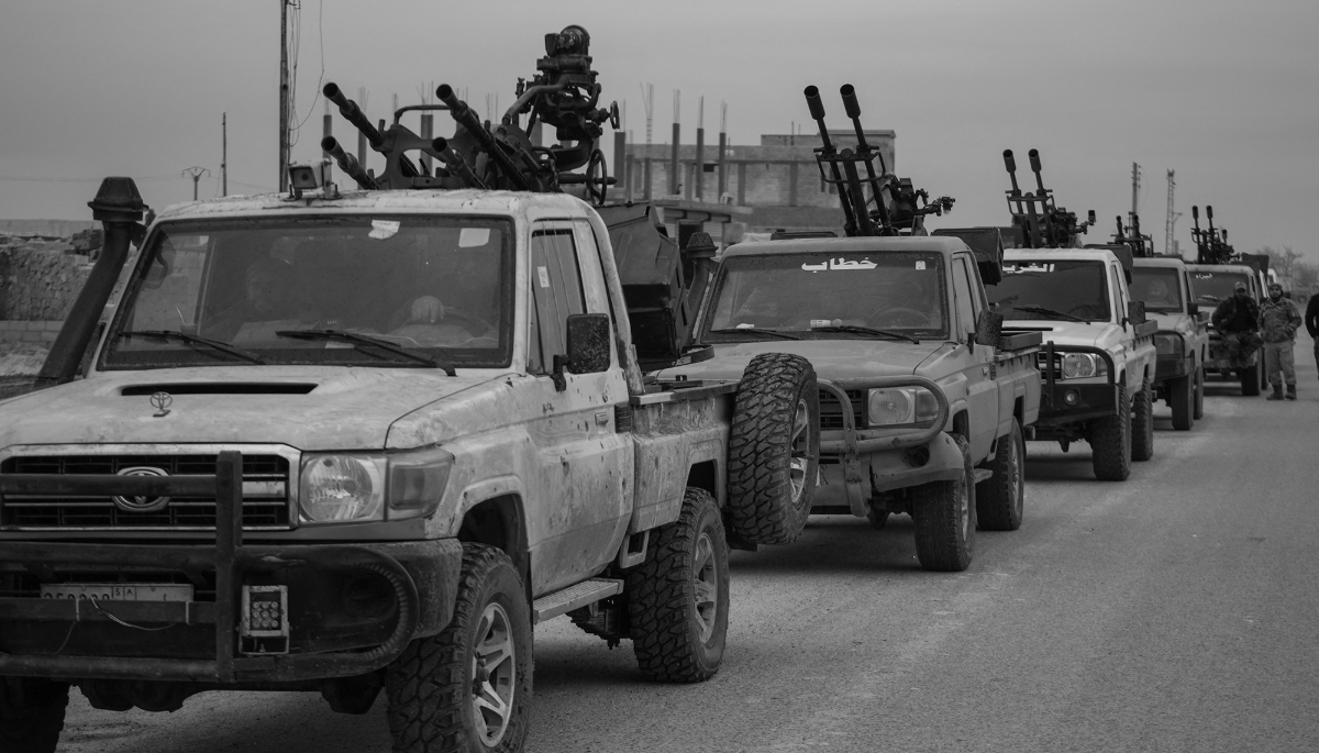 Syrian army convoys enter the Deir Hafer region of Syria after the Kurdish-led Syrian Democratic Forces (SDF) announced the handover of the region to the Syrian government, on 17 January 2026.