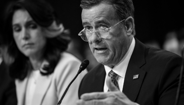 CIA Director John Ratcliffe, 25 March 2025. In the background, Director of National Intelligence (DNI) Tulsi Gabbard.