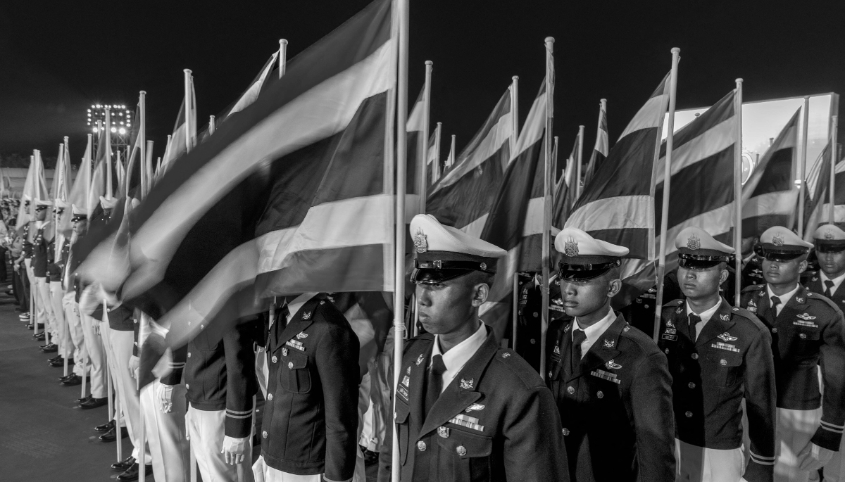Members of the Thai military guard of honour.