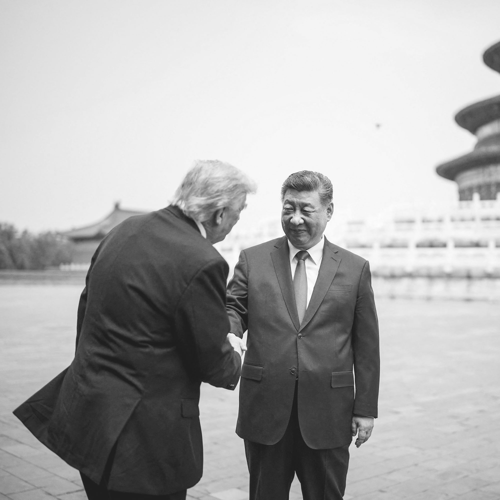 Chinese President Xi Jinping with his US counterpart Donald Trump at the Temple of Heaven, Beijing, on 14 May 2026.