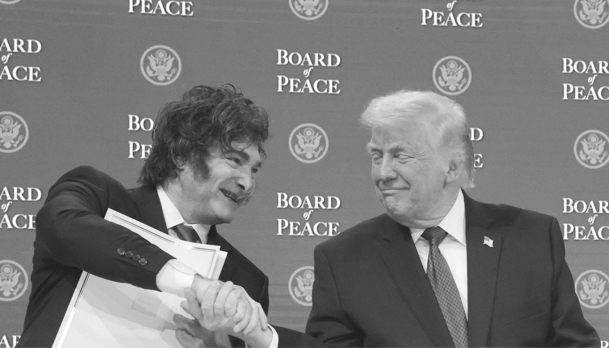Argentine President Javier Milei and his US counterpart Donald Trump in Davos, Switzerland, on 22 January 2026. 