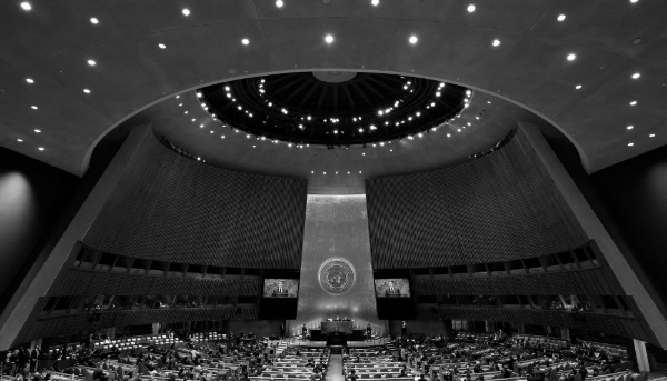 French President Emmanuel Macron at the United Nations General Assembly at the UN headquarters in New York, United States, on 25 September 2024.