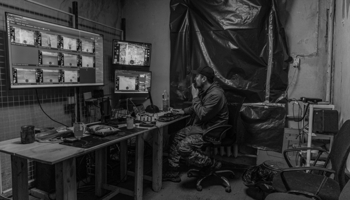 Command post of a drone unit in the Izium sector, Ukraine.