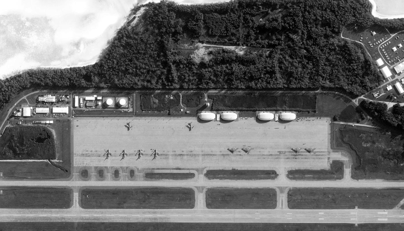 Satellite image of the US military base on Diego Garcia, Mauritius, taken on 29 March 2025.