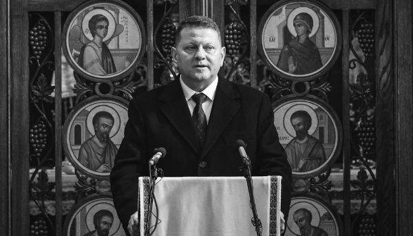 Valerii Zaluzhnyi, Ukraine Ambassador to the UK speaks in London on February 24, 2025, to mark the third anniversay of Russia's invasion.