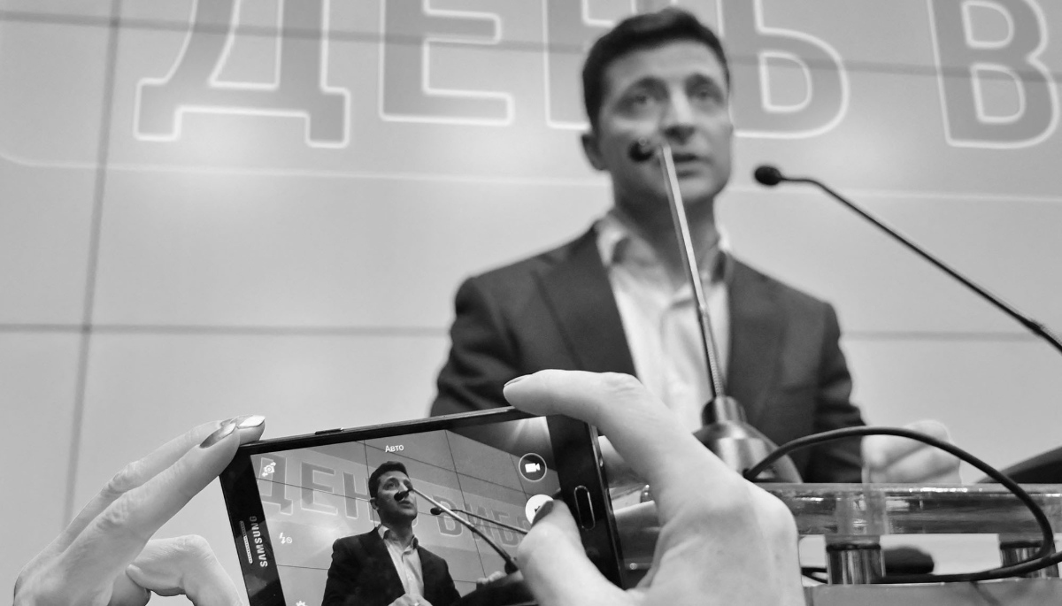 President Volodymyr Zelensky during the 2019 presidential campaign in Ukraine.
