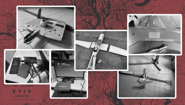 Examples of drones and technology on sale in an underground supermarket in Kyiv.