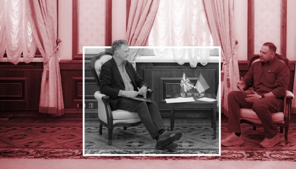 The Ukrainian President's Chief of Staff, Andriy Yermak (right) and the National Security Adviser to the Prime Minister of the United Kingdom, Jonathan Powell, in Kyiv on 8 March 2025.
