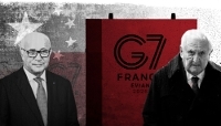 Former French Prime Ministers Laurent Fabius (left) and Jean-Pierre Raffarin (right).