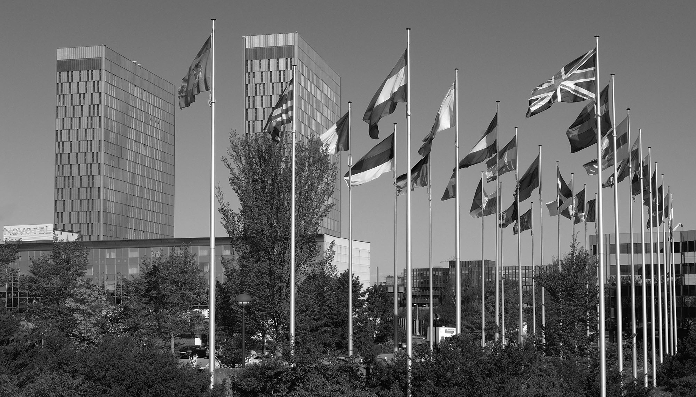 The towers of the Court of Justice of the European Union, Luxembourg.
