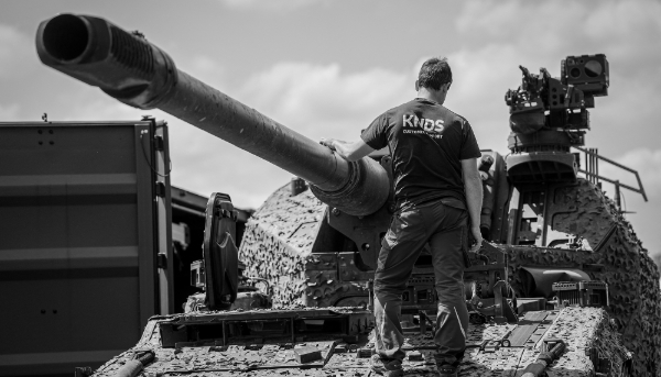 A new RCH 155 wheeled howitzer from tank manufacturer KNDS during a presentation at the Altengrabow military training area, in Germany, 26 June 2024.