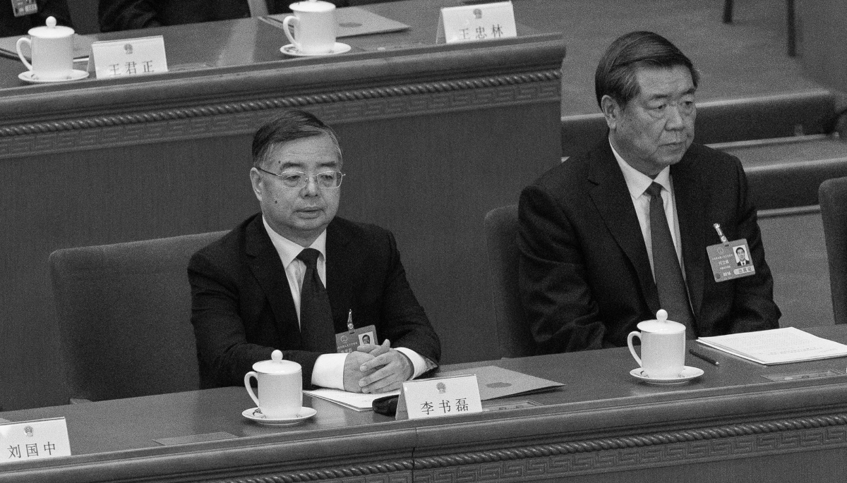 Li Shulei, Head of the Publicity Department of the Chinese Communist Party Central Committee and He Lifeng, Vice Premier of the People's Republic of China at the Third Session of the 14th National People's Congress (NPC) of China in Beijing, China, 11 March 2025. 