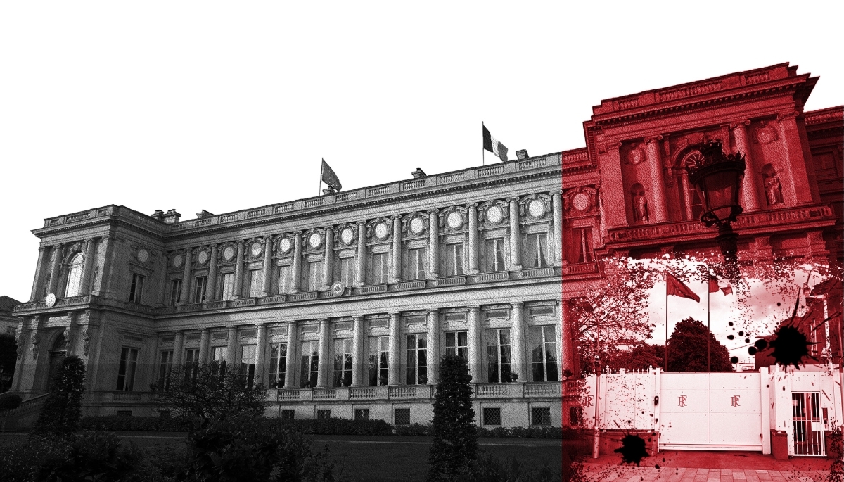 The Quai d'Orsay (in the background) and the French embassy in Russia (thumbnail on the right). 