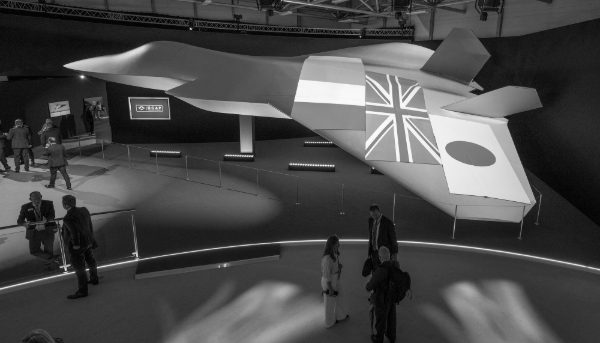 The full scale mockup of GCAP on the BAE Systems's pavilion during the Farnborough International Airshow on 26 July 2024.