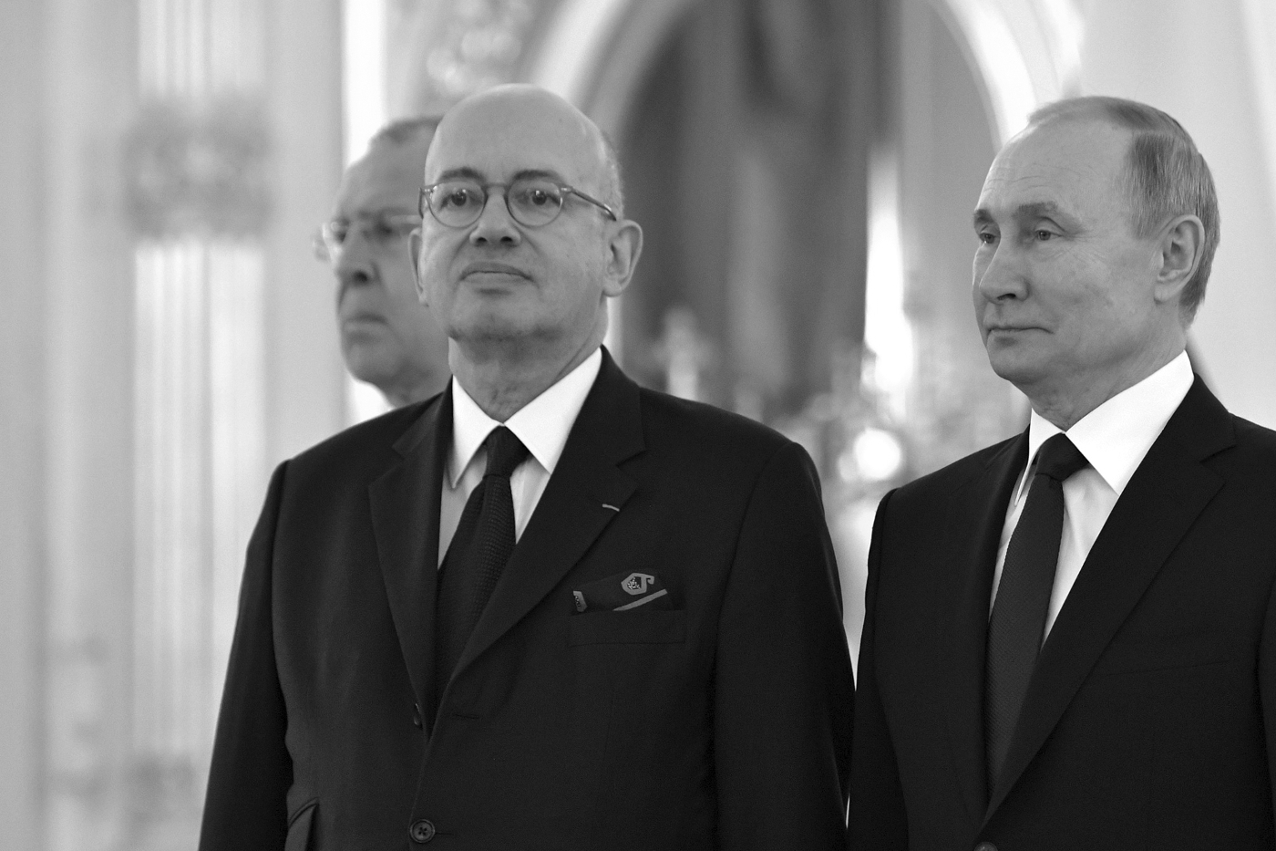 The current French Ambassador to Moscow, Pierre Lévy, with Russian President Vladimir Putin.
