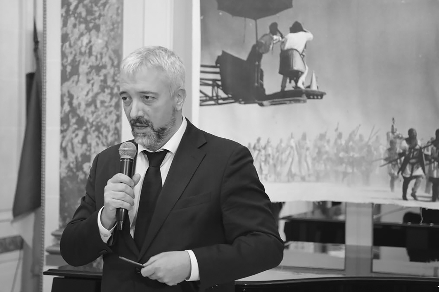Yevgeni Primakov Jr, director of the Russian cultural influence agency during his visit to Paris on 26 November 2021.