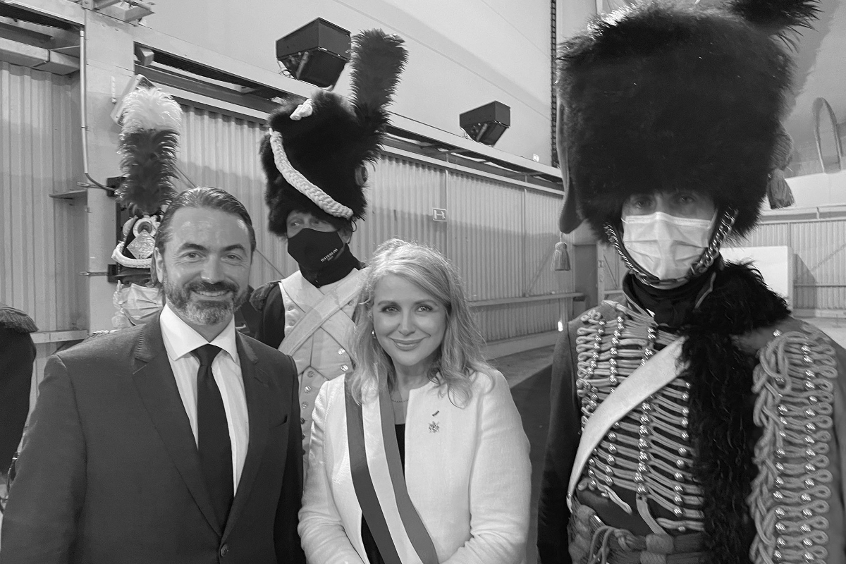 French senator Joëlle Garriaud-Maylam, the vice-president of NATO-PA, with Prince Joachim Murat (right) in Paris, France in July 2021.