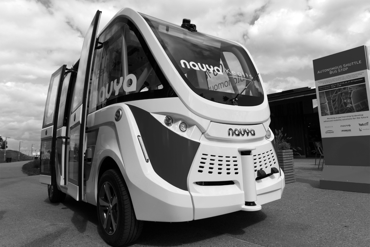 A Navya Autonomous Shuttle Bus.