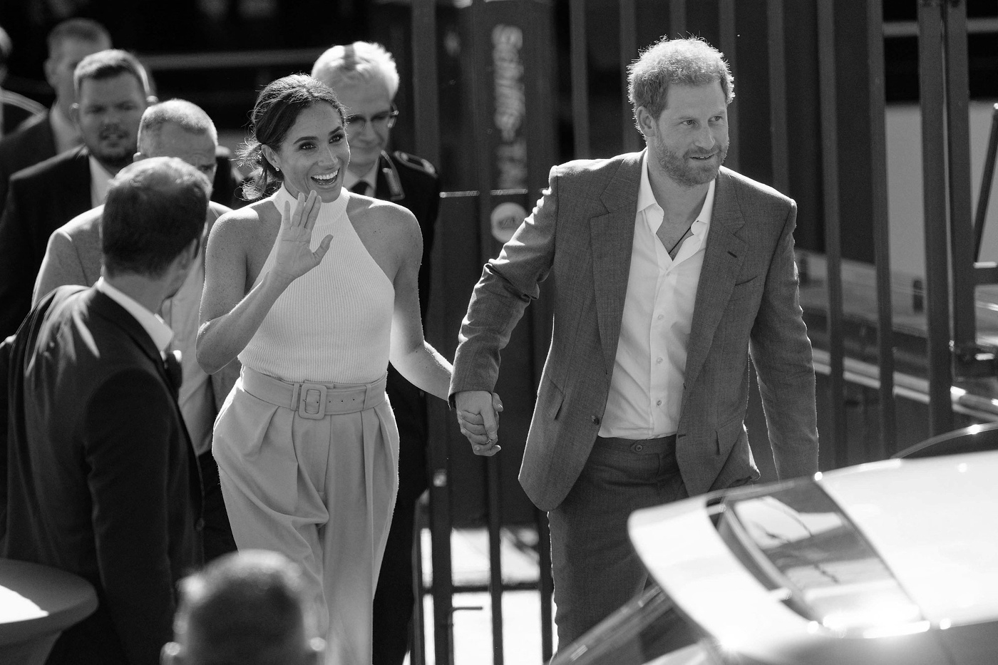 Prince Harry and his wife Meghan Markle, during their visit to Düsseldorf to promote the Invictus Games.
