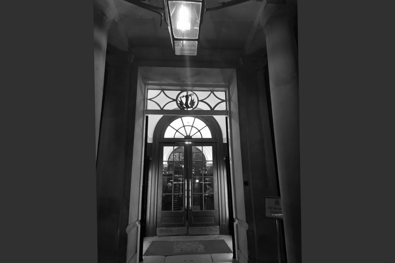 The front door of Armoury House, London.