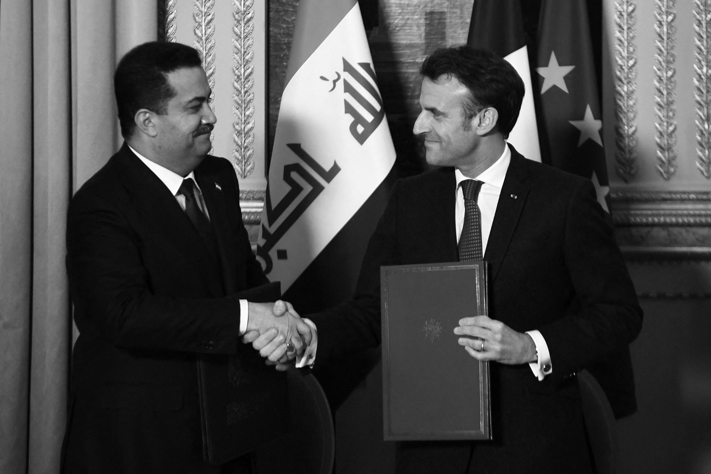 Mohammed Shia al-Sudani welcomed at the Elysée by Emmanuel Macron, 26 January 2023.