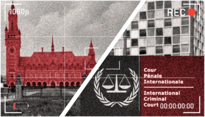Left: the International Court of Justice in The Hague. Right: the International Criminal Court in The Hague.
