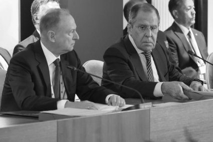 Head of the Russian National Security Council Nikolai Patrushev and Russian foreign minister Serguei Lavrov.