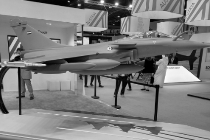 A Rafale on display at the IDEX exhibition in Abu Dhabi.
