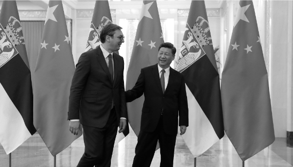Serbian President Aleksandar Vucic and Chinese President Xi Jinping at the Great Hall of the People in Beijing, China on 25 April 2019.