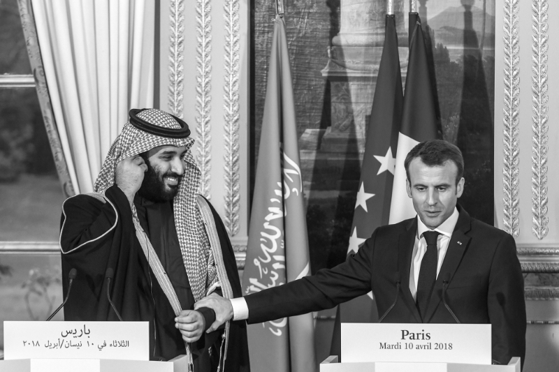 French President Emmanuel Macron and Prince Mohamed bin Salman in 2018.