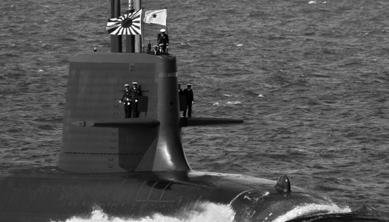 A JS Taigei (SS-513) submarine from Japan's Maritime Self-Defense Force takes part in the 70th International Fleet Review at Sagami Bay in Kanagawa-Prefecture, Japan, on 6 November 2022.