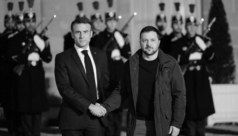 On 16 February 2024, at the Élysée Palace, French president Emmanuel Macron and his counterpart Volodymyr Zelensky signed a bilateral security deal.