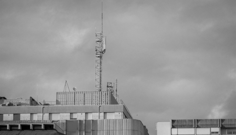 A communication antenna in the Mériadeck business district of Bordeaux, France.